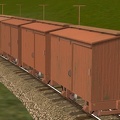 String of 30" gauge boxcars, with 5 random textures (shown)